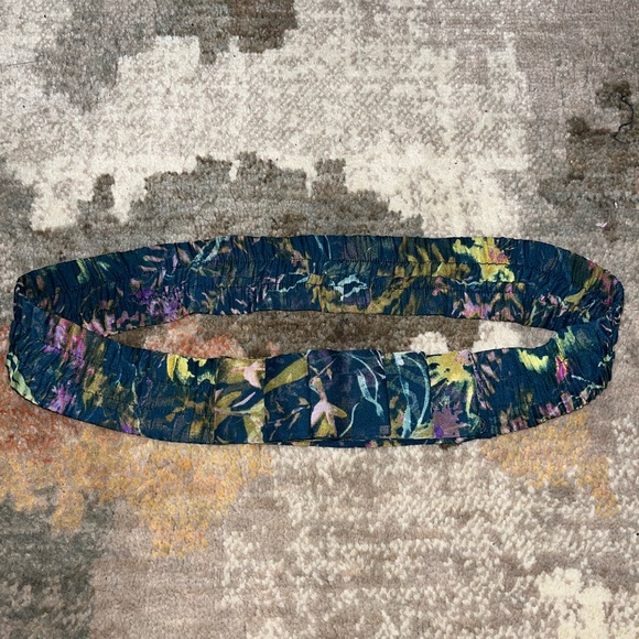 Diane Von Furstenberg Green Floral Printed Multicolored Silk Waist Belt Ruched 2 - Picture 1 of 6